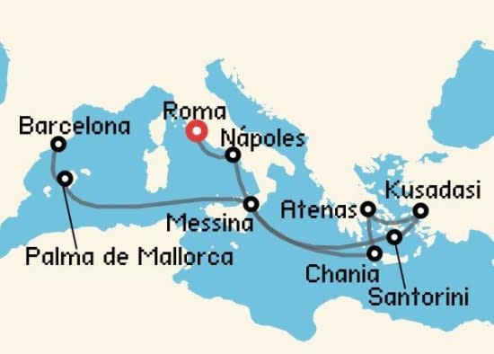 Itinerario del Crucero Islas Griegas desde Roma - Civitavecchia Princess Cruises