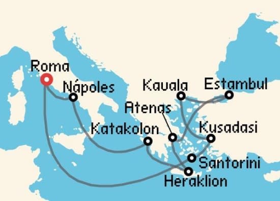 Itinerario del Crucero Islas Griegas desde Roma - Civitavecchia Carnival Cruise Lines