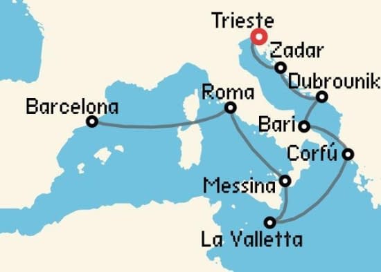 Itinerario del Crucero Islas Griegas desde Trieste MSC Cruceros