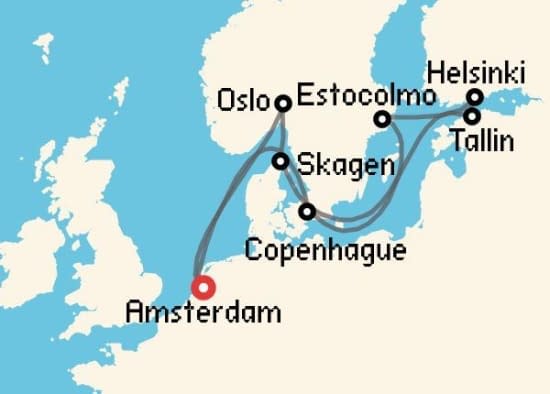 Itinerario del Crucero Báltico y Norte de Europa desde Amsterdam Celebrity Cruises