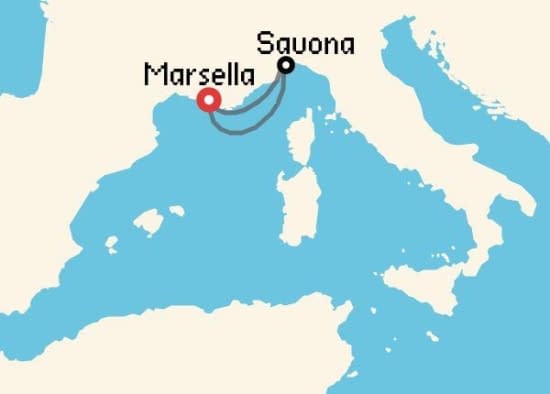 Itinerario del Crucero Mediterráneo desde Marsella Costa Cruceros