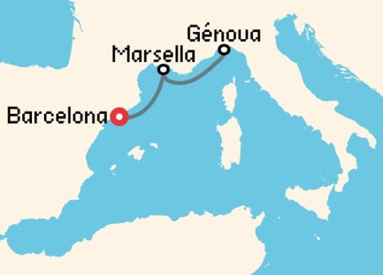 Itinerario del Crucero Mediterráneo desde Barcelona Costa Cruceros