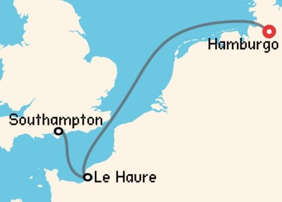 Itinerario del Crucero Báltico y Norte de Europa desde Hamburgo MSC Cruceros